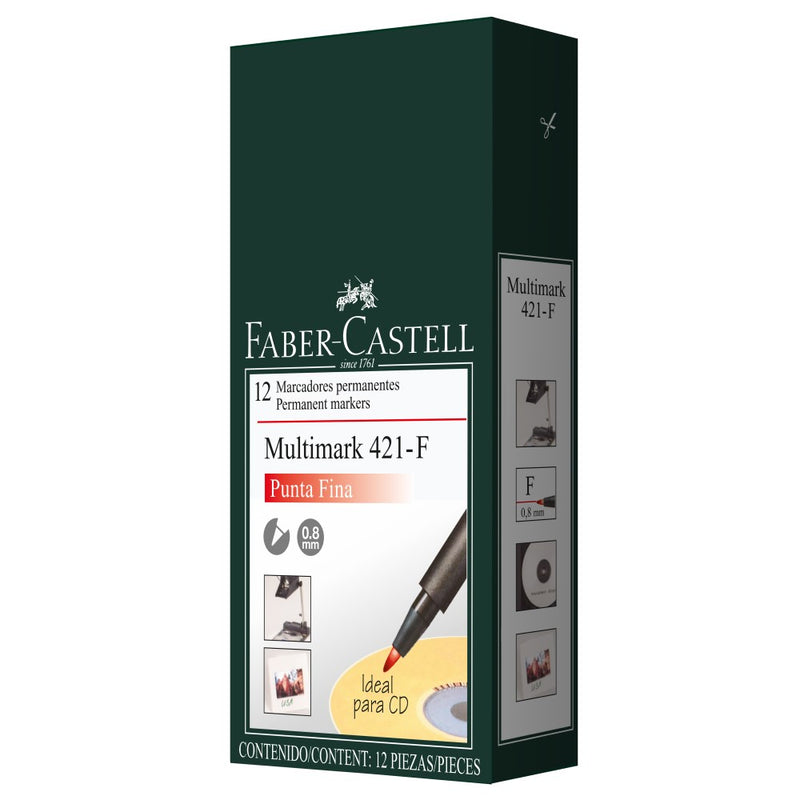 Plumon Faber Permanente Multimark (421f) P/Fina 0.8mm Rojo X UND