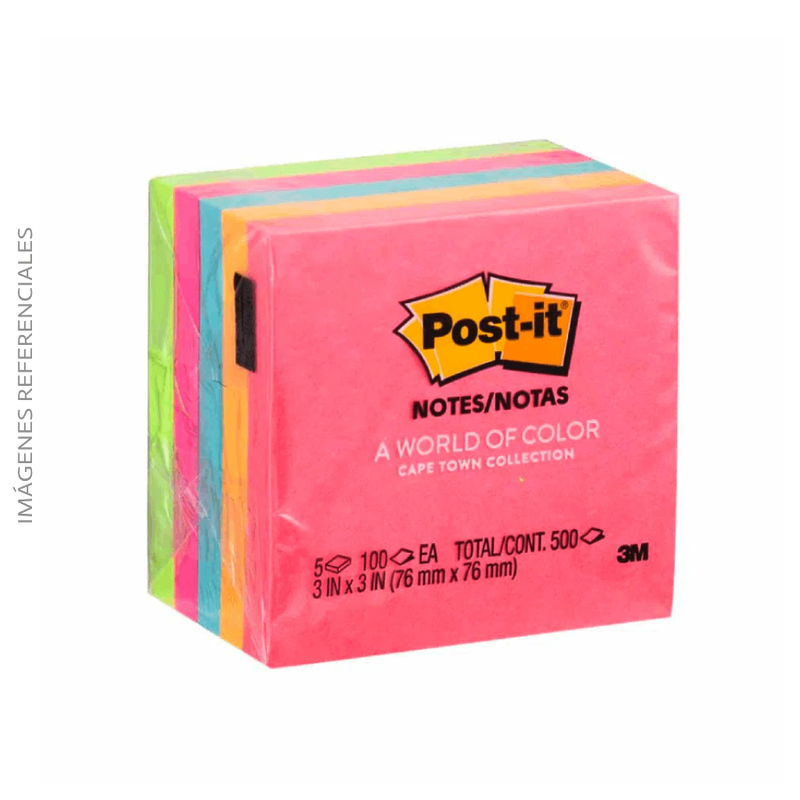 Notas Post It (654-5Pk) 3X3" (5Pads) Neon