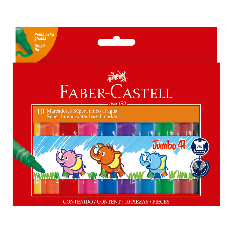 Plumón Faber Castell Jumbo 47 Punta Gruesa x10 Estuche
