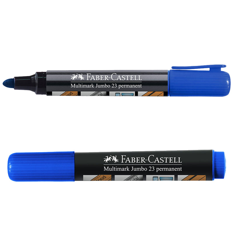 PLUMÓN FABER PERMANENTE JUMBO (23) PUNTA GRUESA 4mm AZUL