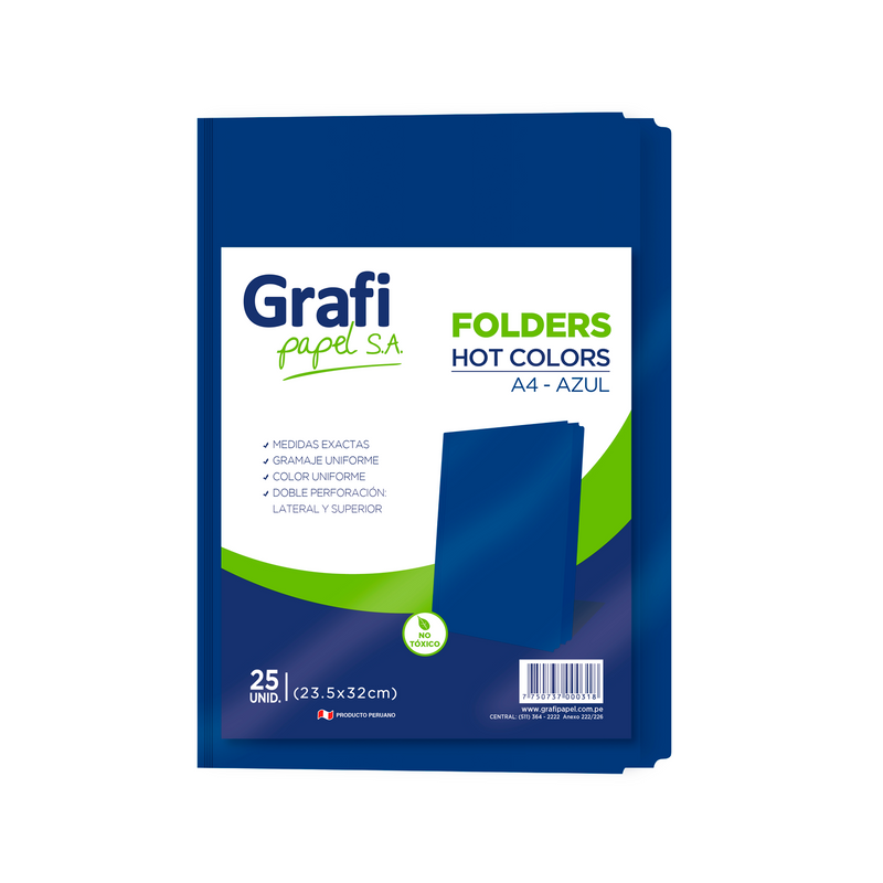 Folder Grafipapel Manila A4 Azul - Pqt x 25 und.