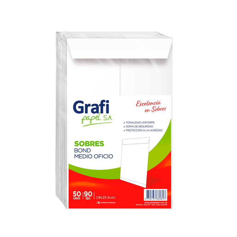 Sobre Grafipapel Bond Tp/Manila 1/2 Ofic 90G - Pqte x 50unds