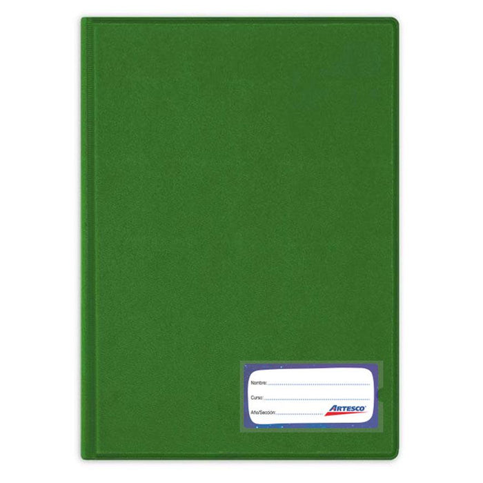 Folder Artesco D/Plast Doble Tapa Ofic C/Gusano Verde Oscuro