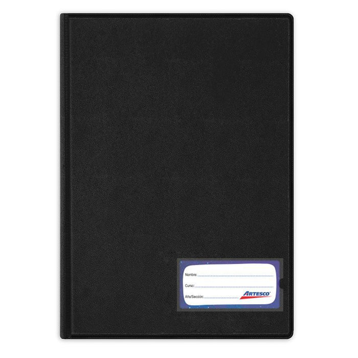 Folder Artesco D/Plast Doble Tapa A4 C/Gusano Negro