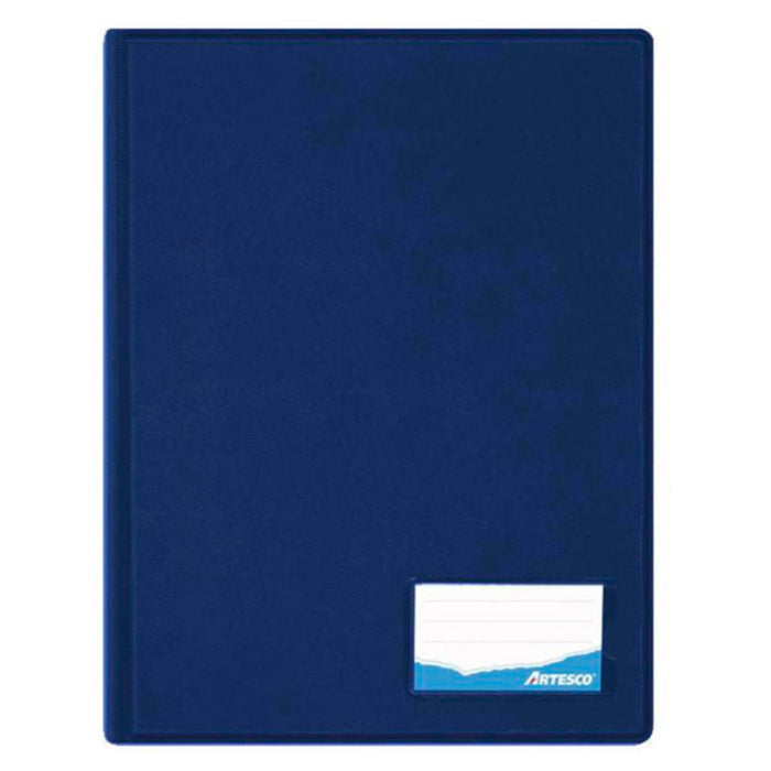 Folder Artesco D/Plast Doble Tapa A4 C/Gusano Azul Marino