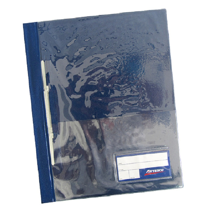 Folder Artesco D/Plast Tapa Transp A4 C/Fast Azul Marino