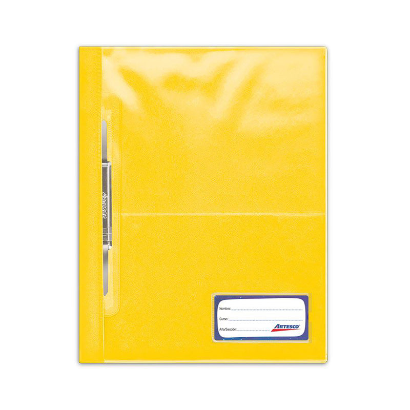Folder Artesco de Plastico Tapa Transparente A4 con Fastener Amarillo