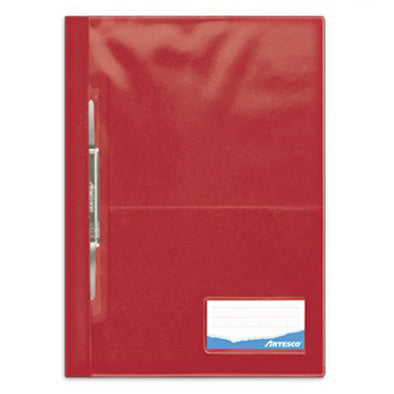 Folder Artesco D/Plast Tapa Transp Ofic C/Fast Rojo