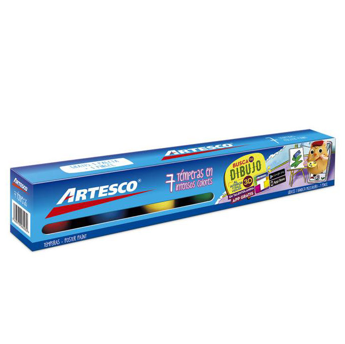 Témpera Artesco Escolar x7 Colores + Pincel