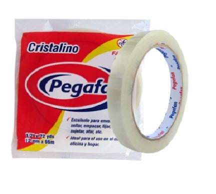 Cinta Adhesiva Cristalina Pegafan (1/2"X72Yds)