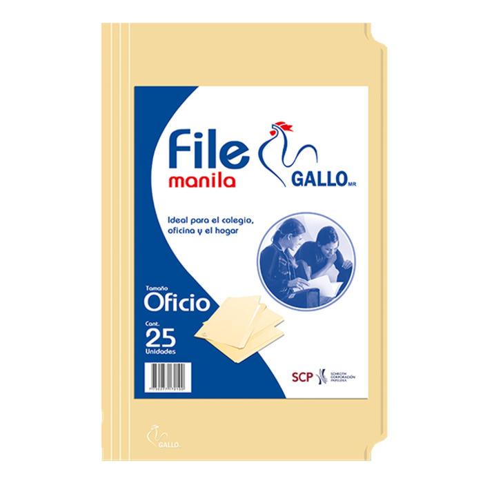 Folder Gallo Manila Oficio - Pqt x 25 unds.