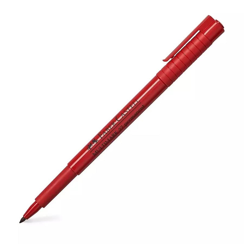 Plumon Faber Permanente Multimark (27) Punta Delgada 1mm Color Rojo