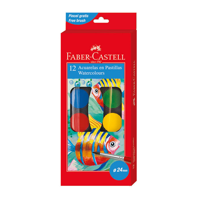 Acuarelas en Pastillas Faber Castell x12 colores