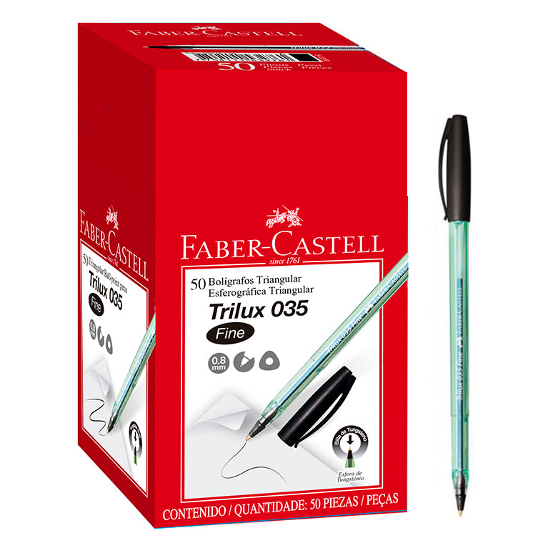 Boligrafo Faber Trilux T/Sec (035) P/Fina 0.8 mm Negro