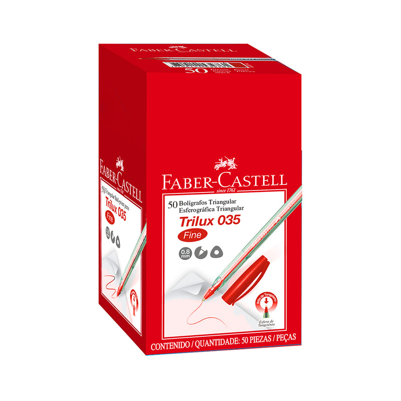 Boligrafo Faber Trilux T/Sec (035) P/Fina 0.8Mm Rojo