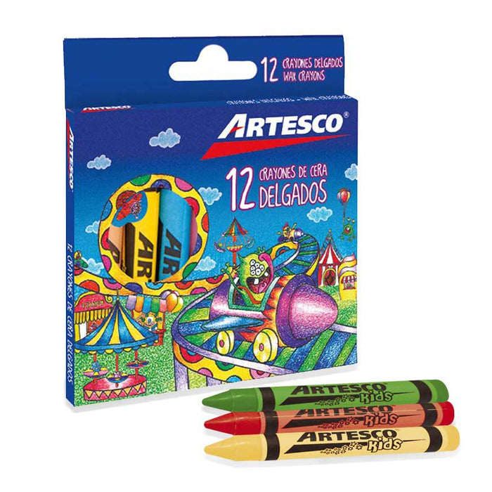 Crayones Artesco de Cera Delgados x12