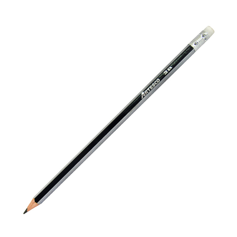 Lápiz Artesco Hexagonal 2B con Borrador Grafito