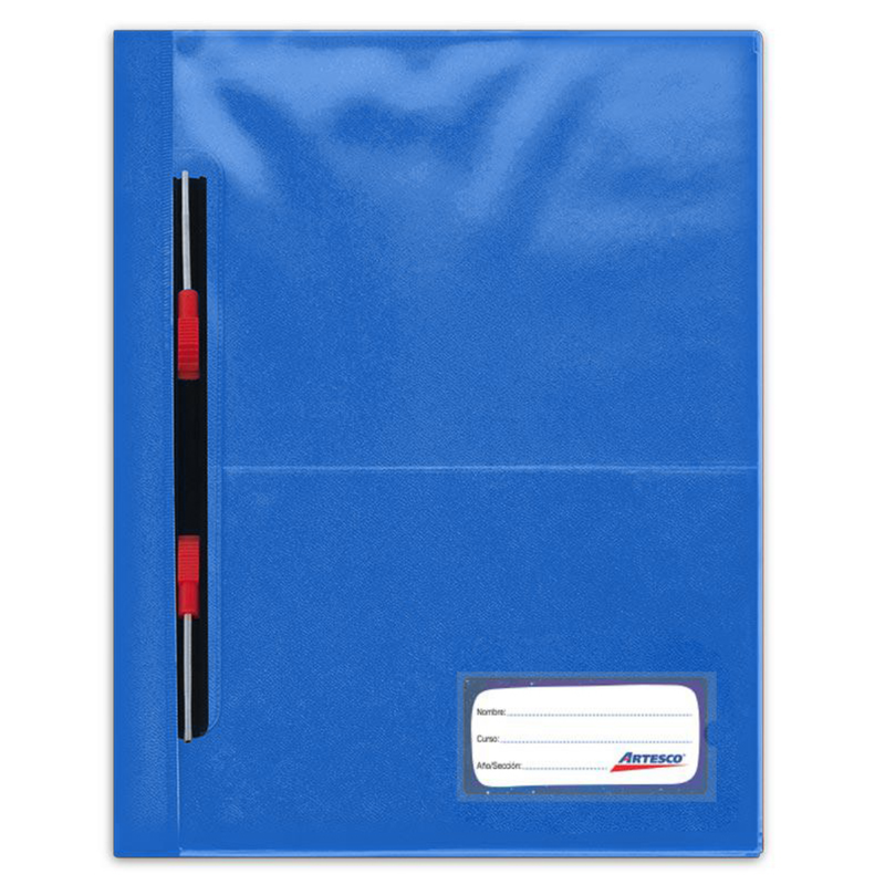 Folder Artesco D/Plast Tapa Transp A4 C/Gusano Azul Francia