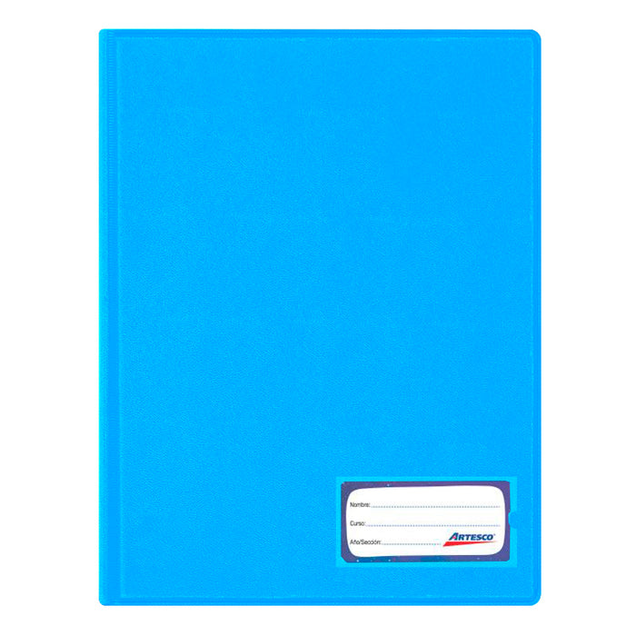 Folder Artesco D/Plast Doble Tapa A4 C/Gusano Celeste