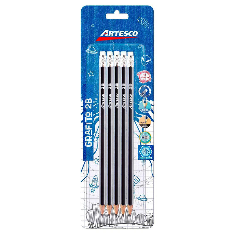 Lápiz Artesco Grafito 2B x5 Blister