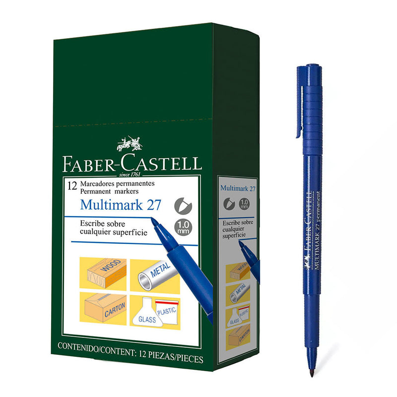 Plumon Faber Permanente Multimark (27) P/Delgada 1mm Azul