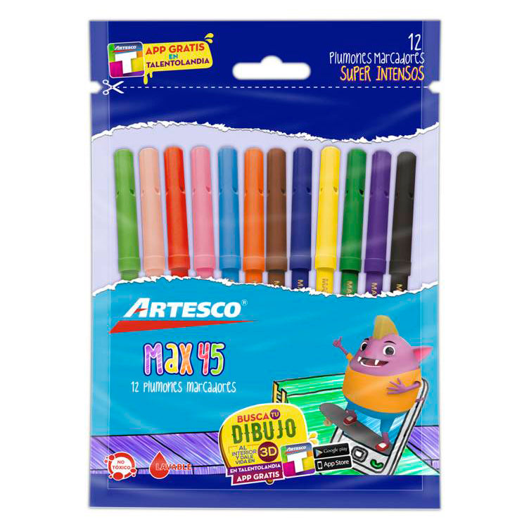 Plumón Artesco Max 45 Punta Delgada x12
