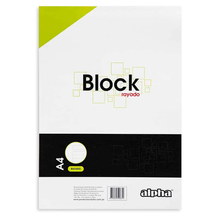 Block Alpha A4 Perforado (50Hjs) Rayado