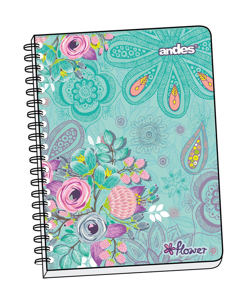 Cuaderno Andes Espiral A4 (40570) Flowers (180Hjs) Cuadriculado