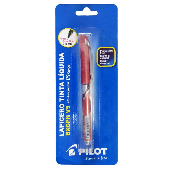 Bolígrafo Pilot Tinta Liquída (Bxgpn-V5) Hi Tecpoint Grip Color Rojo Blister