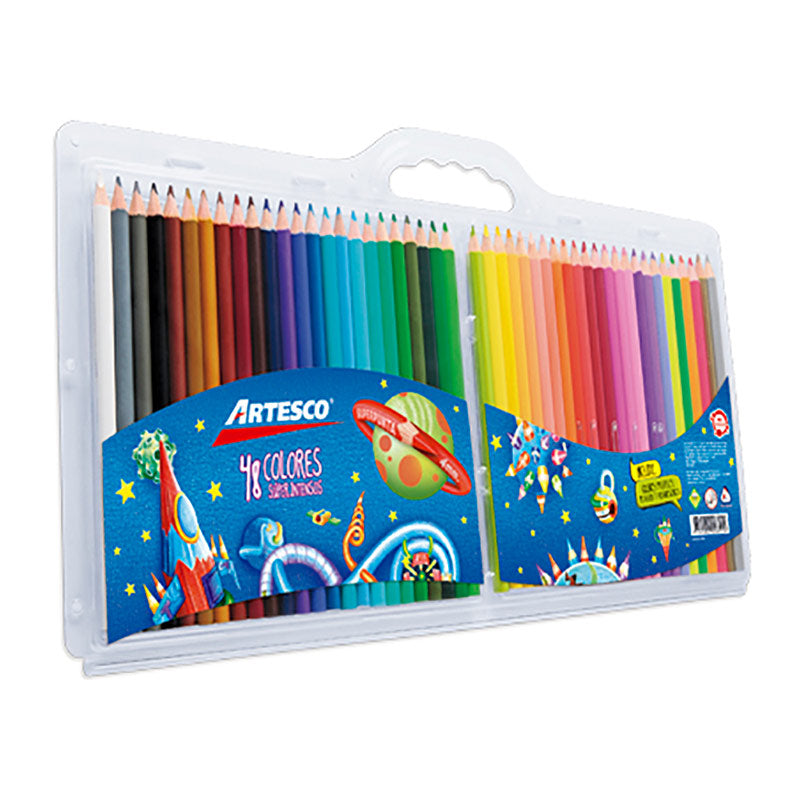 Colores Artesco Delgados Triangulares Largos x48 (Incluye Pasteles+Metálicos+Neon)