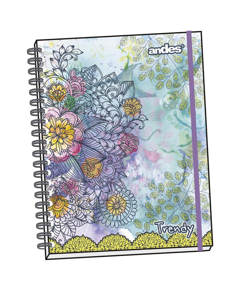 Cuaderno Andes Espiral A4 (50374) Tapa Dura Trendy (160Hjs) Cuadriculado