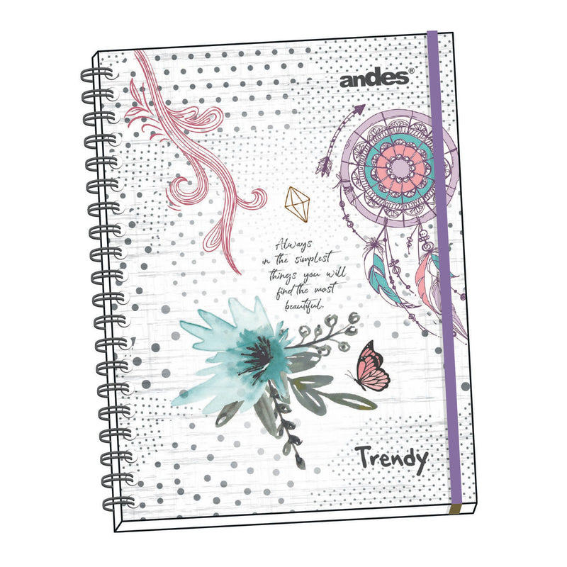 Cuaderno Andes Espiral A4 (50374) Tapa Dura Trendy (160Hjs) Cuadriculado