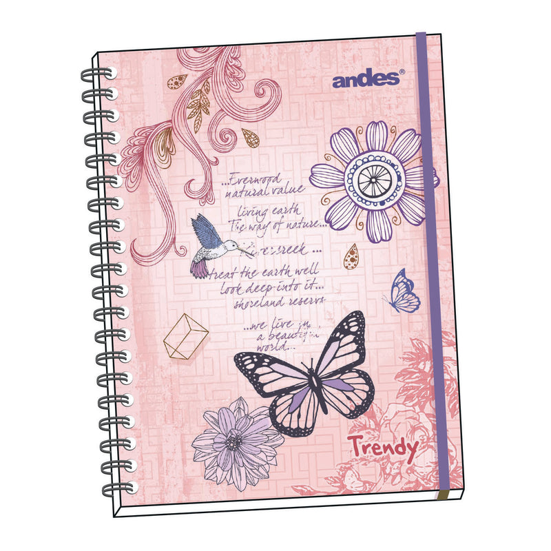 Cuaderno Andes Espiral A4 (50374) Tapa Dura Trendy (160Hjs) Cuadriculado