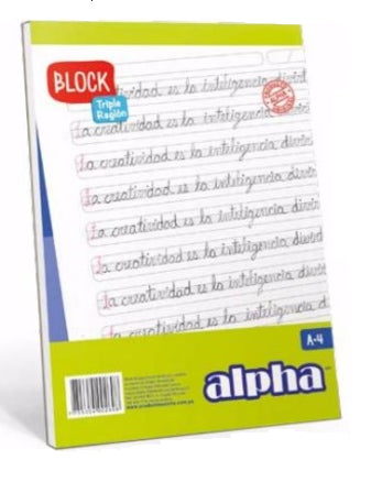 Block Alpha A4 Perforado (50Hjs) Triple Renglón