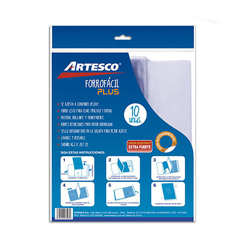 Forro Artesco P/Cuaderno Plus A4 (X10) Transparente