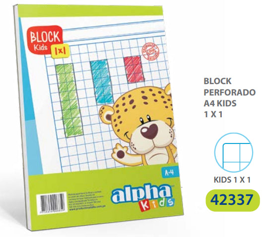 Block Alpha A4 Perforado (50Hjs) Kids 1X1