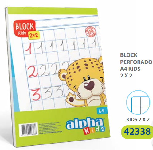 Block Alpha A4 Perforado (50Hjs) Kids 2x2