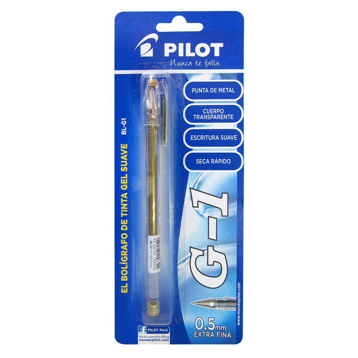 Bolígrafo Pilot Tinta Gel G1 Punta Fina 0.7 mm Blister Color Dorado —  Comercial Li