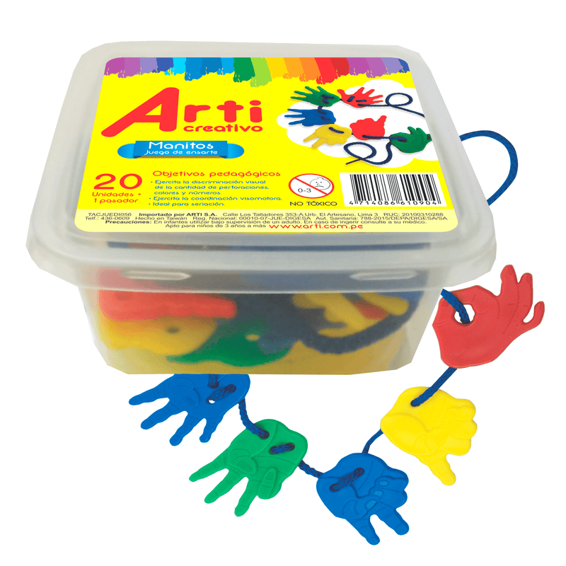 Juego Didáctico Arti Creativo Ensarte Manitos x20