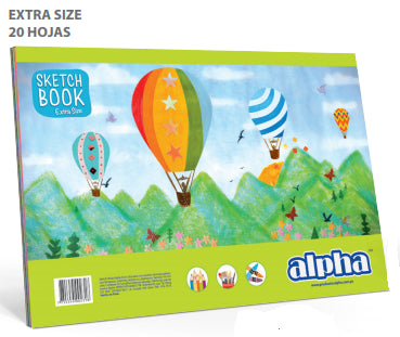 Block Alpha Sketch Book Xtrasize de Cartulina Blancas(20Hjs)