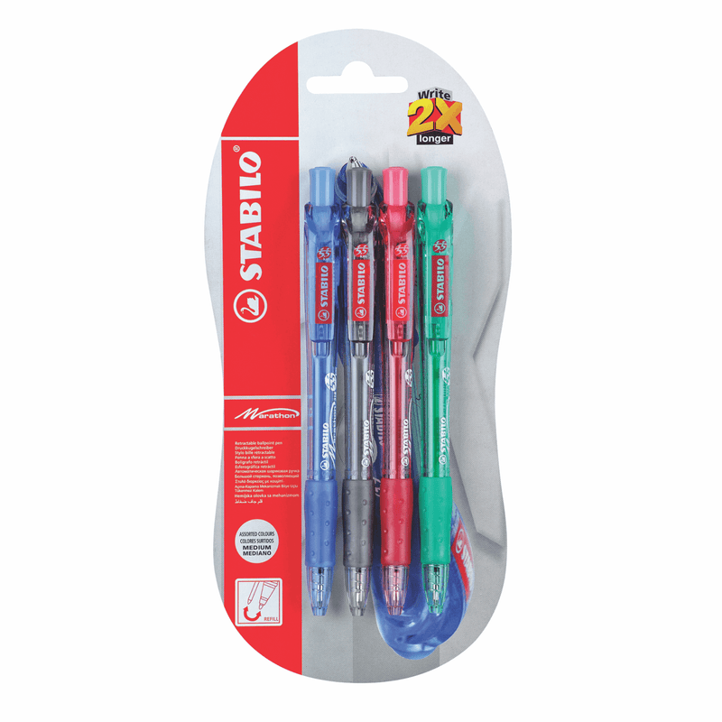 Bolígrafo Stabilo Tinta Seca (318Fbl4) Marathon (X4) Colores