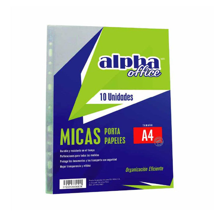 Micas Portapapel Alpha PVC A4 x10