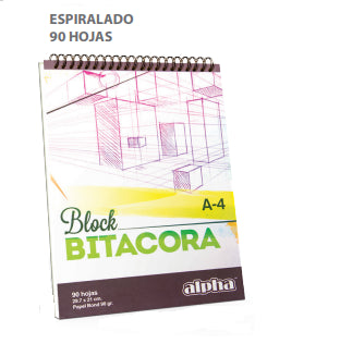 Block Alpha Bitacora Espiral A4 (90Hjs)