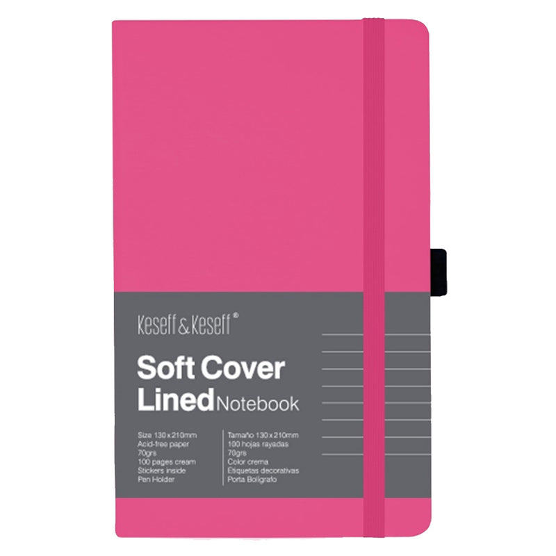 Libreta Keseff  Keseff A5 T/Cuero Rayada Magenta