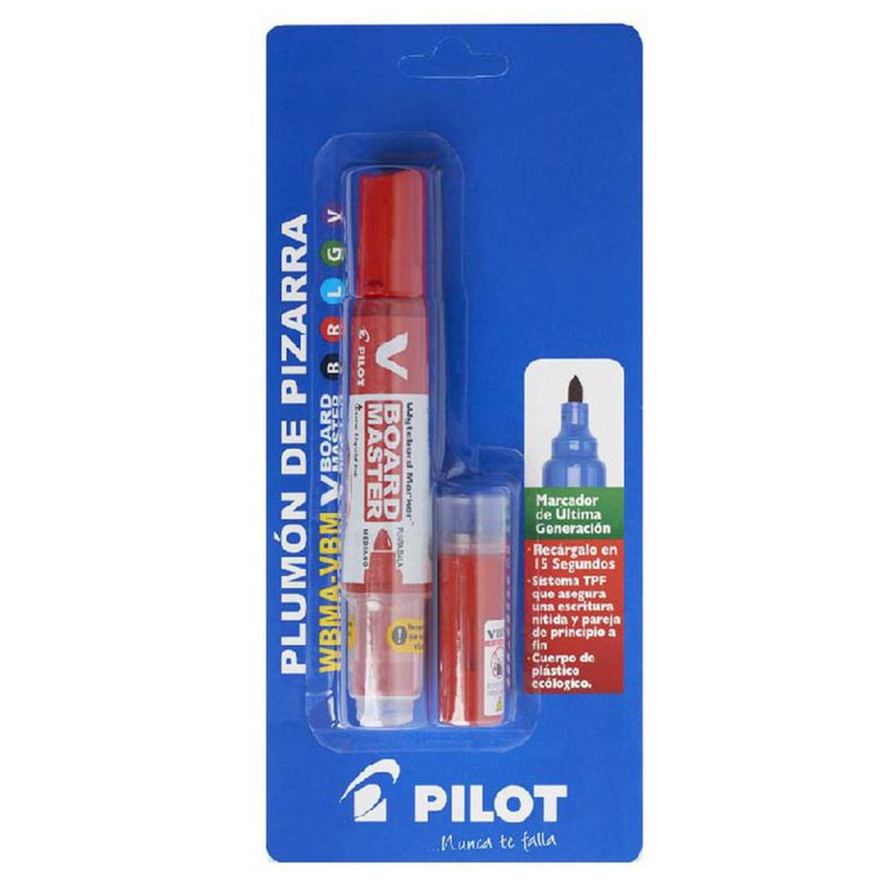 Plumon Para Pizarra Recargable Blister Pilot Rojo + Tinta