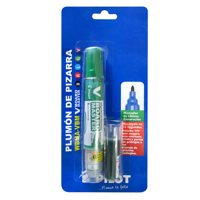 Plumón Para Pizarra Recargable Blister Pilot Verde + Tinta