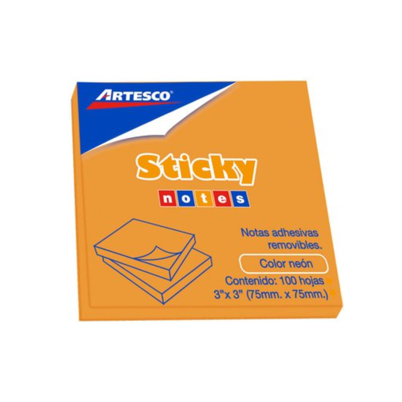 Nota Artesco Adhesiva 3X3100H Naranj Neón(654)