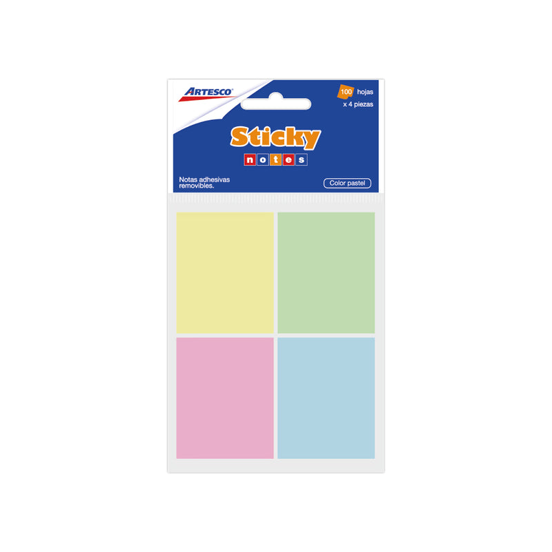 Nota Artesco Adhesiva 1.5X2 4Tacx100H Pastel(653)