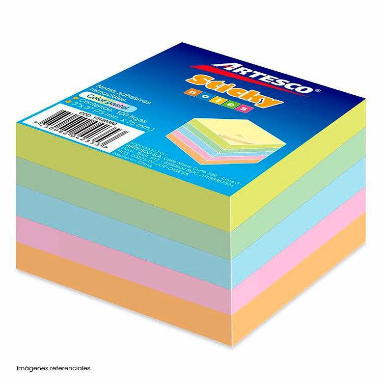 Notas Adhesivas Artesco Cubo3X3 5 Colores x100H Paste(654)