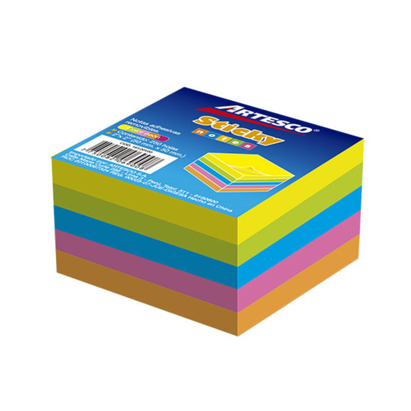 Notas adhesivas Artesco Mini Cubo 2X2 Colores x50H Neón